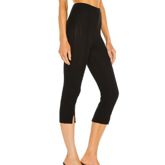 Lovers + Friends Candace Ribbed Knit Cropped Notch Hem Pants - Picture 2 of 4